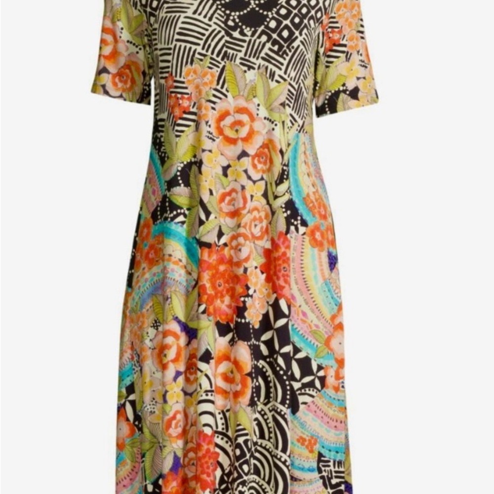 Johnny Was bamboo Floral Multicolor Dress LARGE